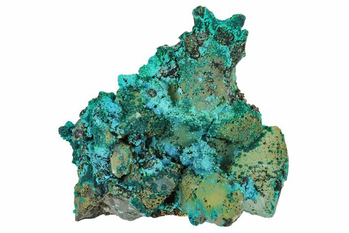 Chrysocolla on Quartz Crystal Cluster - Tentadora Mine, Peru #169259
